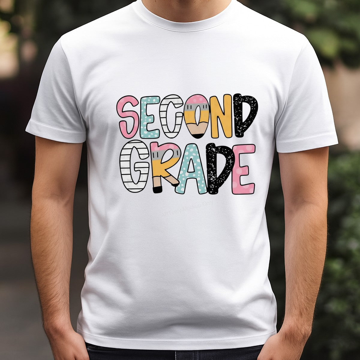 Second Grade Teacher Back to School Pencil DTF Heat Transfer Iron On Sticker 2nd Grade Teacher Gift Shirt - 3