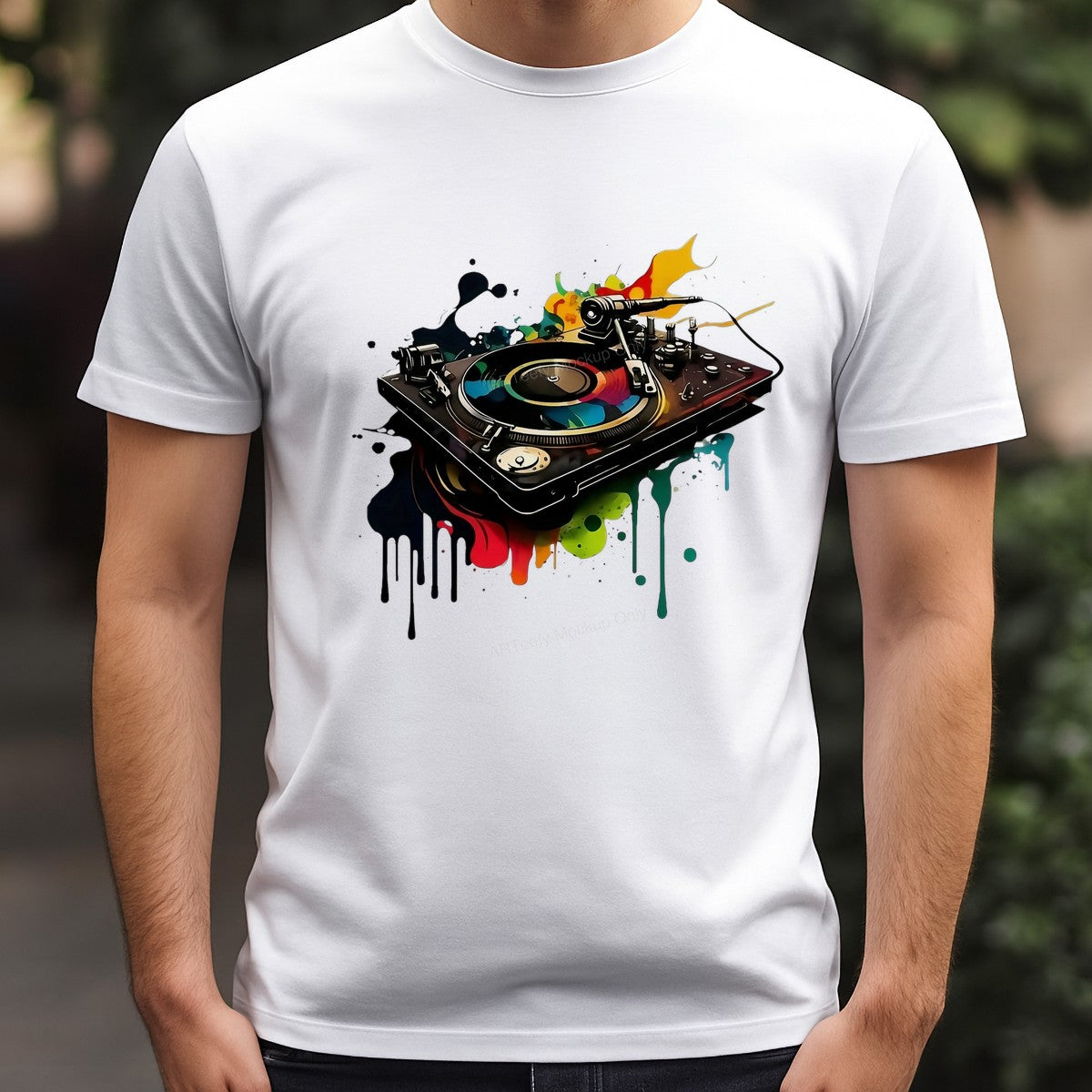 DTF Heat Transfer Iron On Sticker Iron On Heat Transfers Colorful Turntable Design for Music Lovers Apparel Local Warehouse - 3