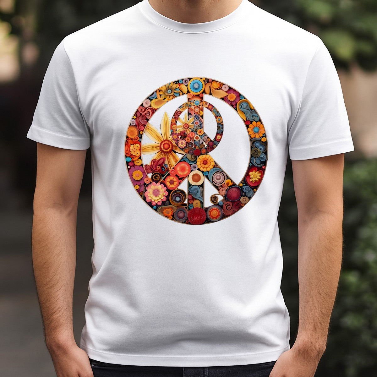 DTF Heat Transfer Iron On Sticker Iron On Heat Transfers Colorful Peace Symbol Floral Pattern for T Shirts Hoodies Local Warehouse - 3