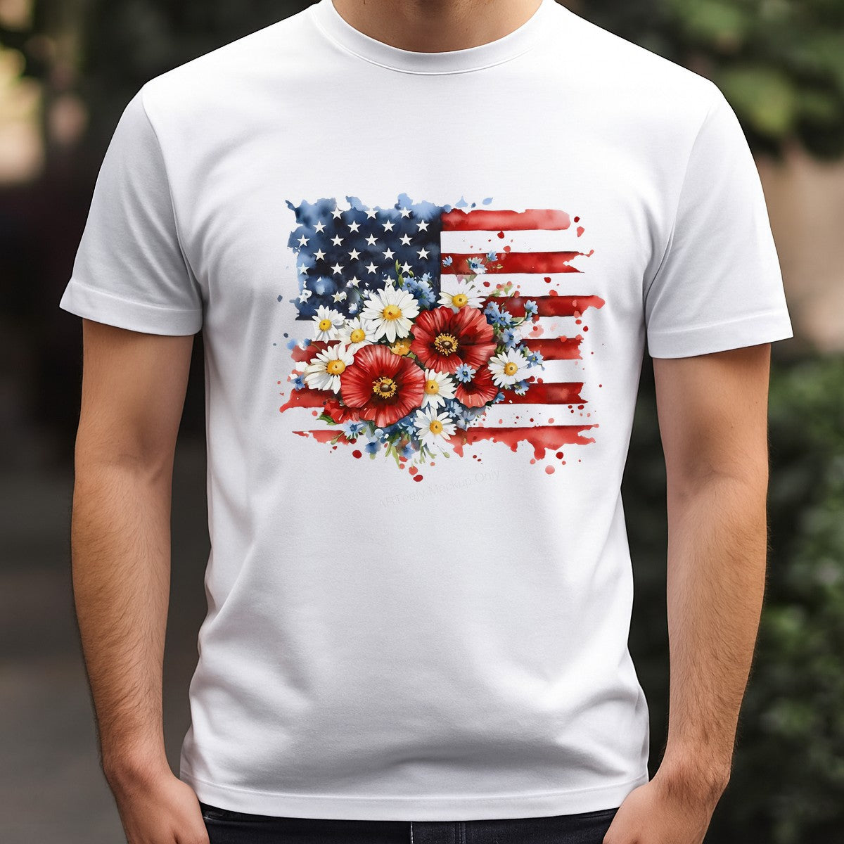 DTF Heat Transfer Iron On Sticker Iron On Heat Transfers Patriotic American Flag Floral Design for T Shirts Independence Day Apparel Clearance - 3