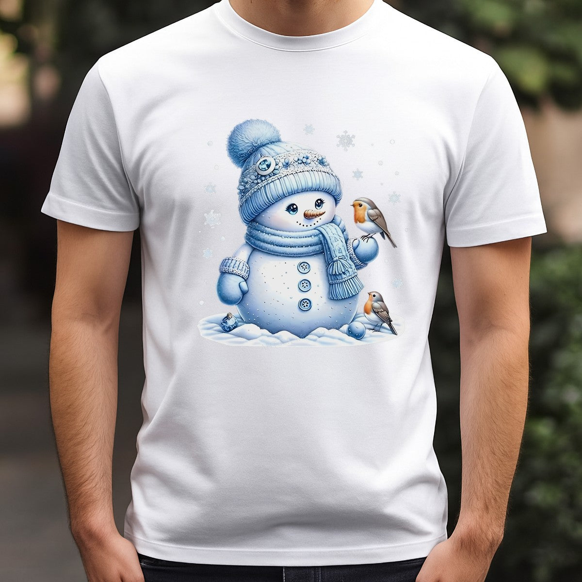 DTF Heat Transfer Iron On Sticker Iron On Heat Transfers Snowman and Birds Design Christmas Winter Apparel Decorations Local Warehouse - 3