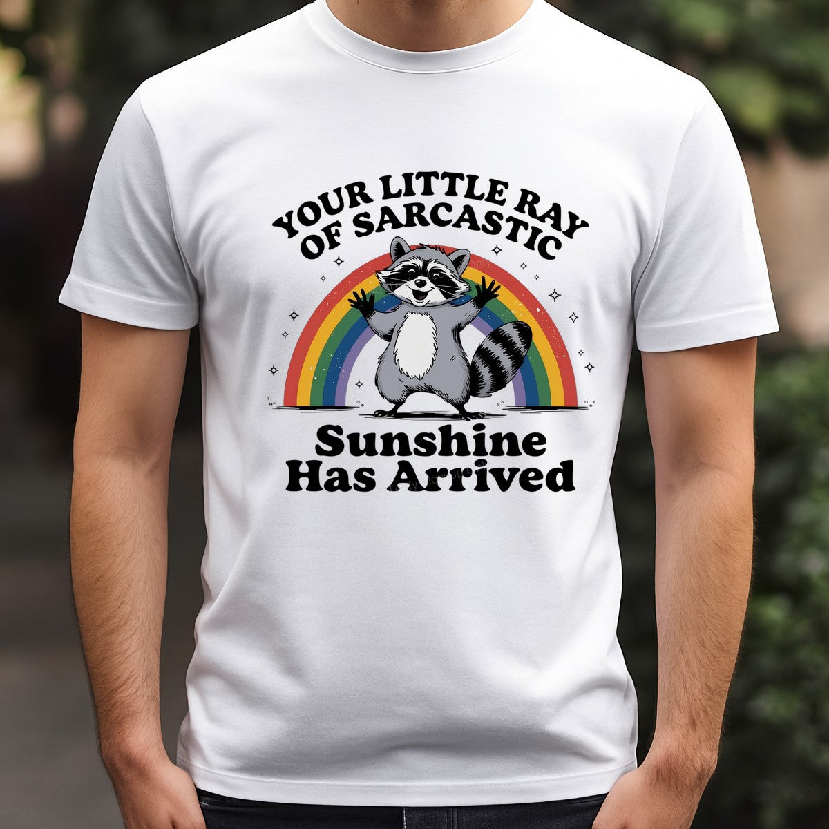Iron On Transfer Sarcastic Raccoon Rainbow Design for T Shirts and Hoodies - 3