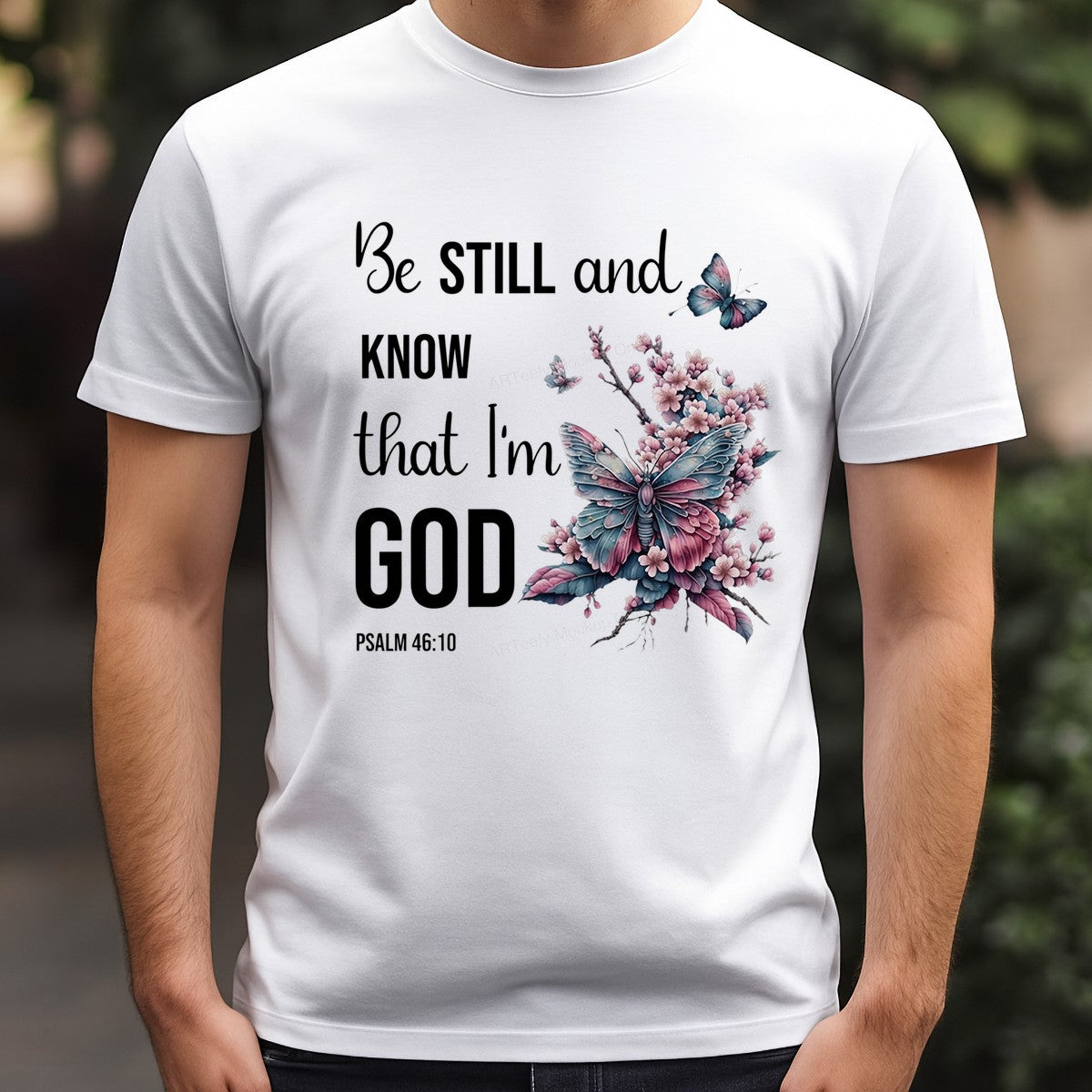 DTF Heat Transfer Iron On Sticker Iron On Heat Transfers Butterfly Floral Psalm 46 10 Design Spiritual Apparel Gifts Clearance - 3