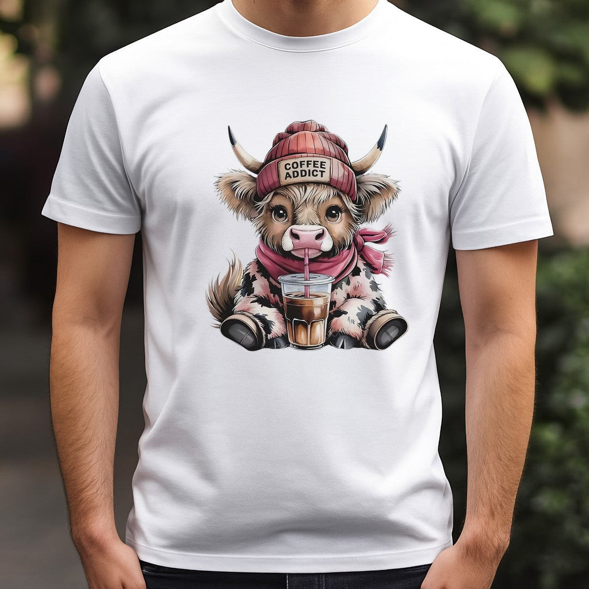 DTF Heat Transfer Iron On Sticker Iron On Heat Transfers Coffee Addict Cow Design for T Shirts Hoodies Local Warehouse - 3