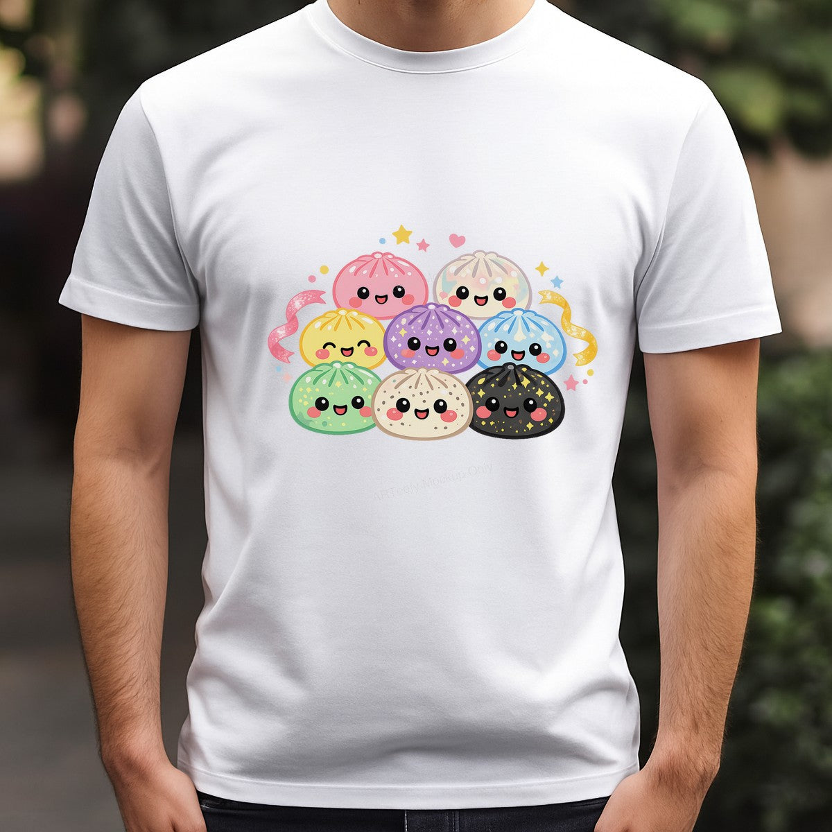 DTF Heat Transfer Kawaii Colorful Dumpling Squad Pastel Sparkle Graphic for T Shirts Hoodies and Tote Bags - 3