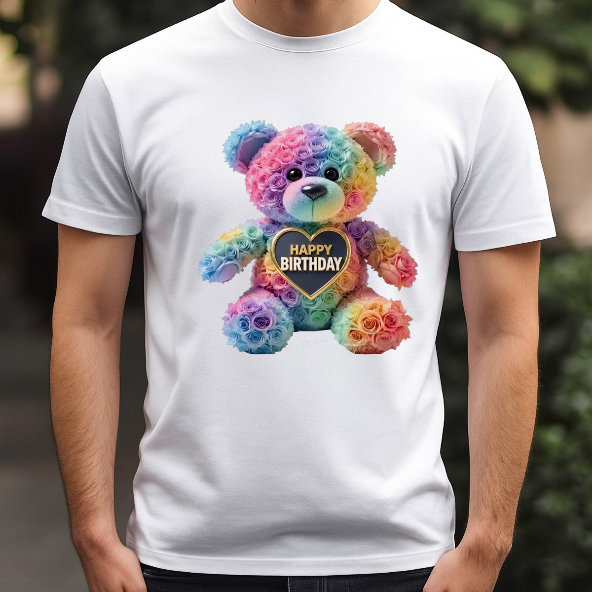 DTF Transfer Happy Birthday Rainbow Rose Teddy Bear Graphic for T Shirts Hoodies and Gifts - 3