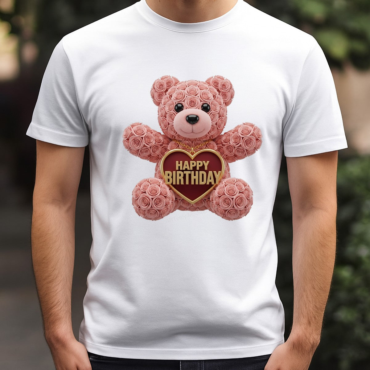 DTF Transfer Happy Birthday Rose Teddy Bear Heart Graphic for T Shirts Hoodies and Gifts - 3