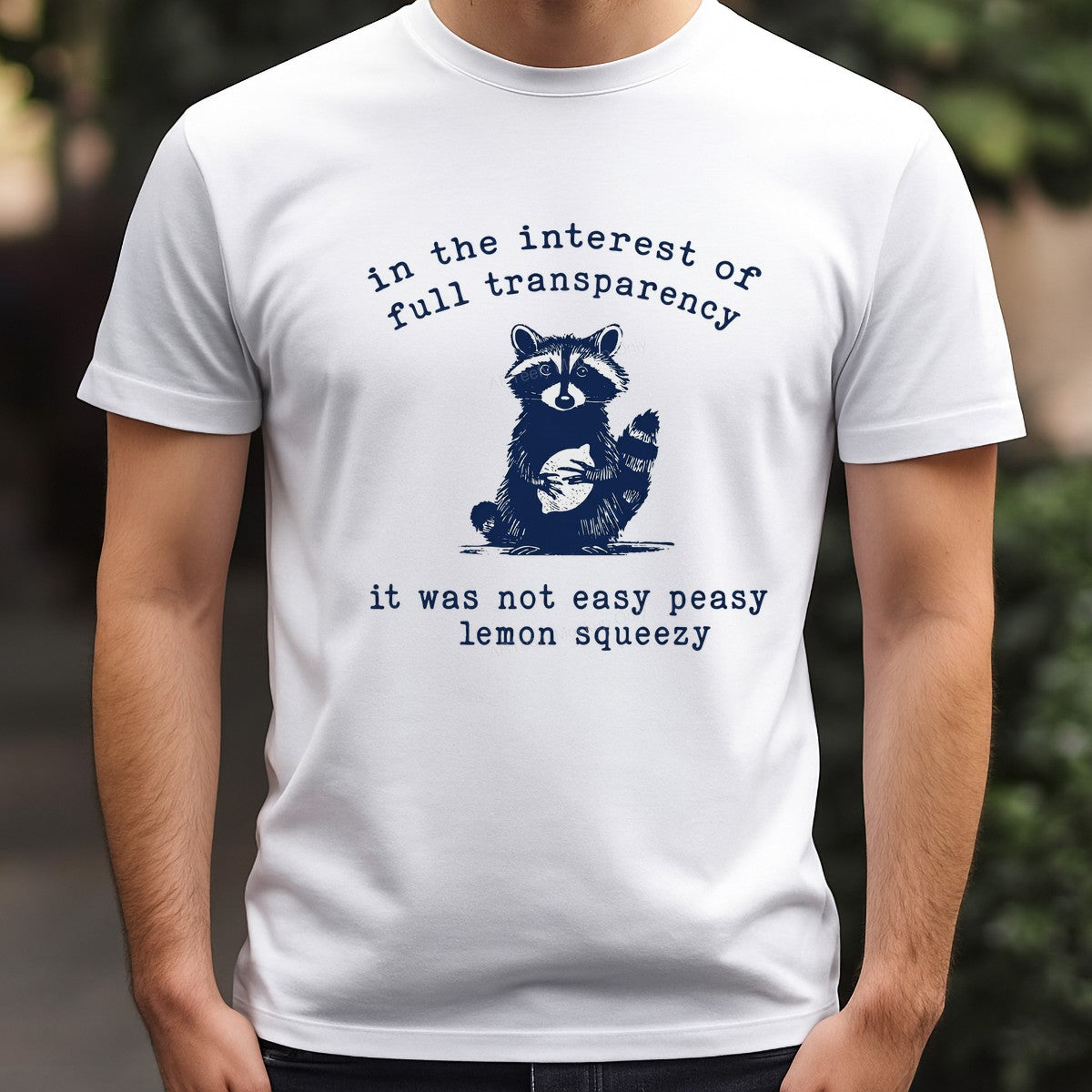 Funny Graphic Transfer Raccoon Holding Lemon Quote “In The Interest Of Full Transparency It Was Not Easy Peasy Lemon Squeezy” for T Shirts Hoodies and Casual Wear - 3