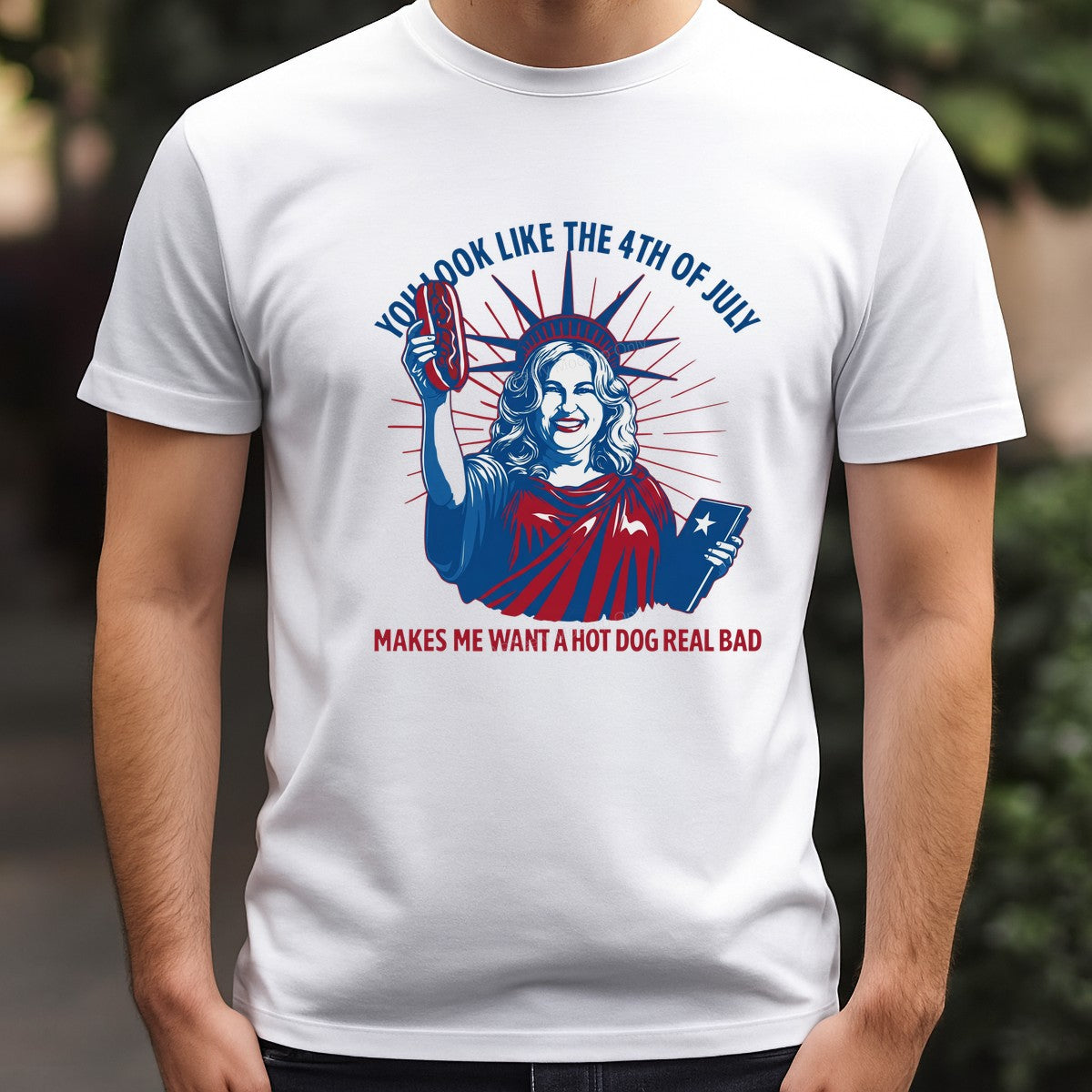 DTF Transfer You Look Like The 4th Of July Hot Dog Quote Patriotic Statue Graphic for T Shirts Hoodies and Party Shirts - 3