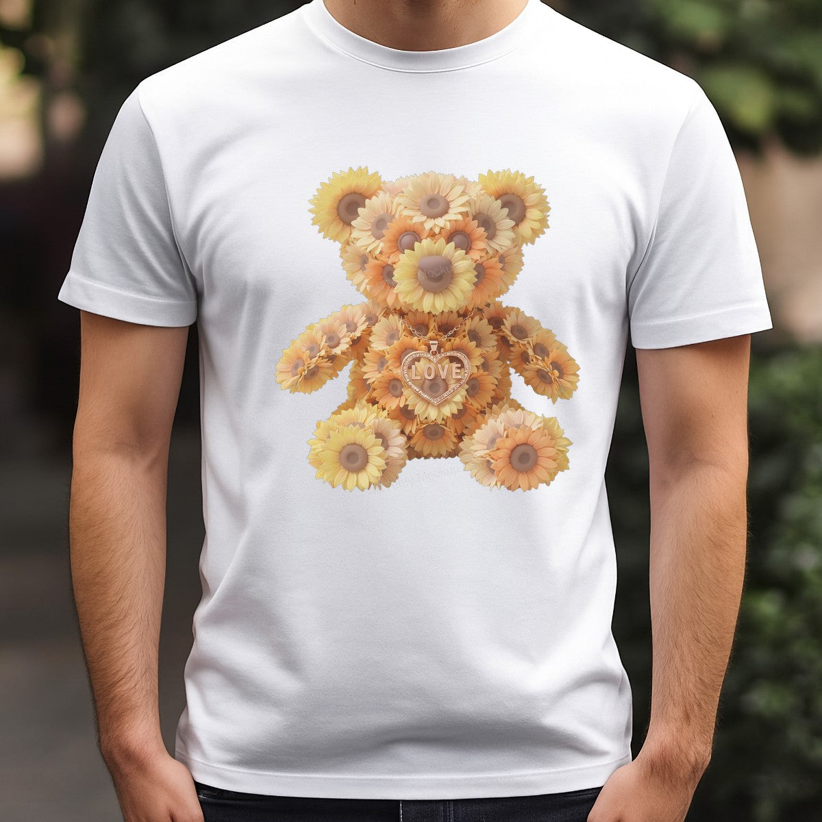 DTF Transfer Sunflower Teddy Bear Love Heart Pendant Graphic for T Shirts Hoodies and Gifts - 3