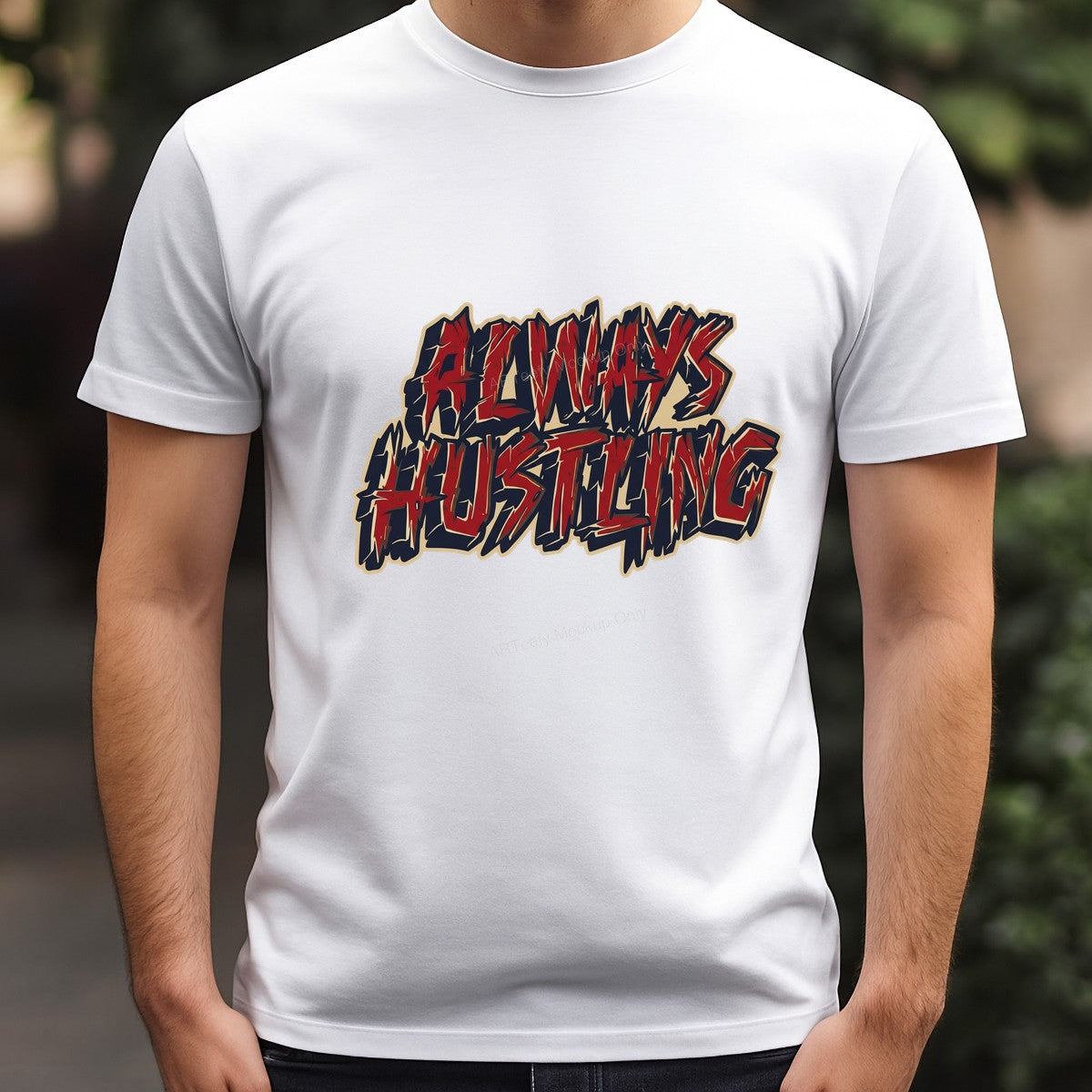 DTF Transfer Always Hustling Graffiti Style Red and Black Lettering Graphic for T Shirts Hoodies and Streetwear Apparel - 3