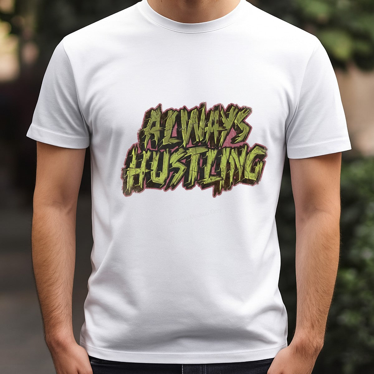 DTF Transfer Always Hustling Graffiti Street Art Quote Graphic for T Shirts Hoodies and Tote Bags - 3