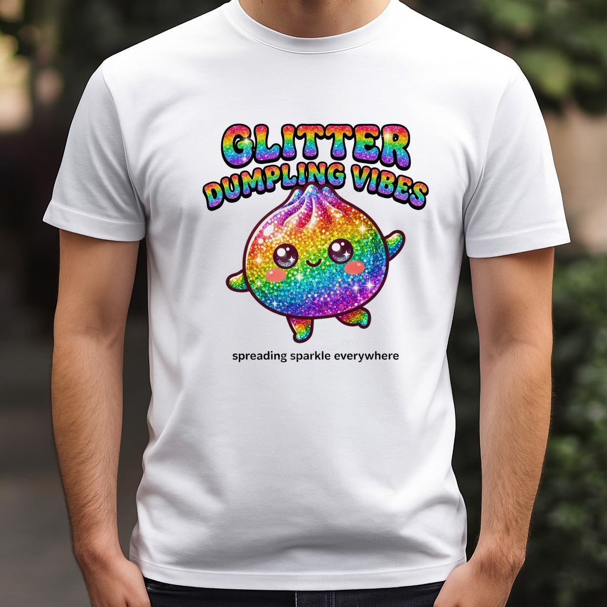 DTF Heat Transfer Glitter Dumpling Vibes Rainbow Sparkle Graphic for T Shirts Hoodies and Tote Bags - 3