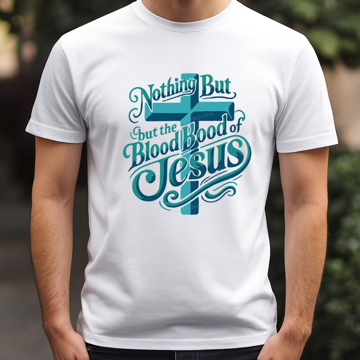 Christian Heat Transfer Nothing But the Blood of Jesus Cross Graphic for T Shirts Hoodies and Christian Apparel - 3