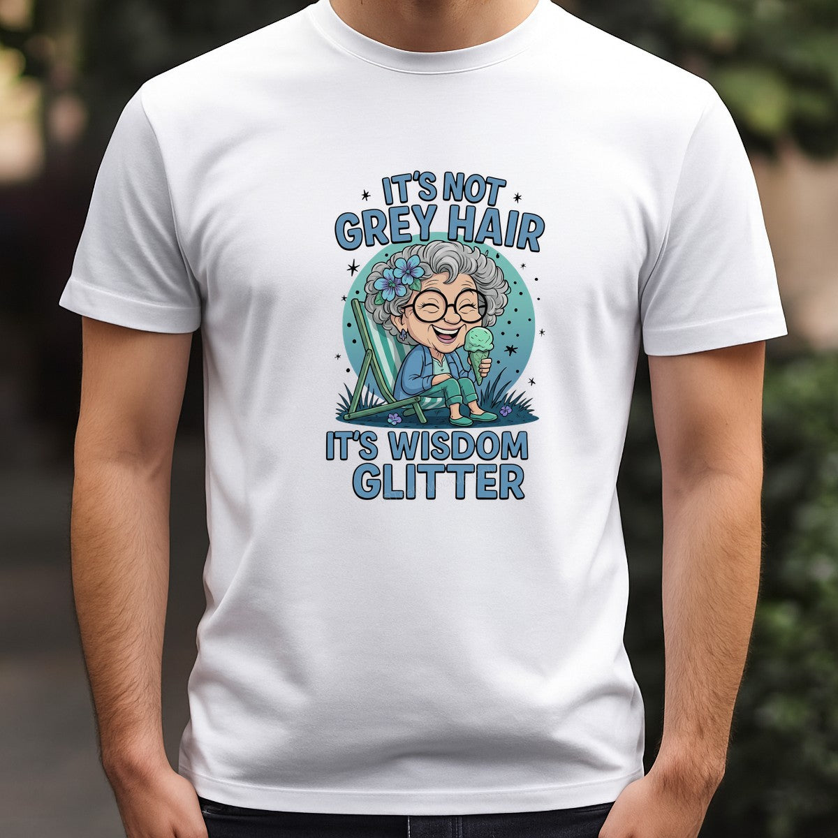 Funny Graphic Transfer It’s Not Grey Hair It’s Wisdom Glitter Grandma Cartoon Design for T Shirts Hoodies and Gifts - 3