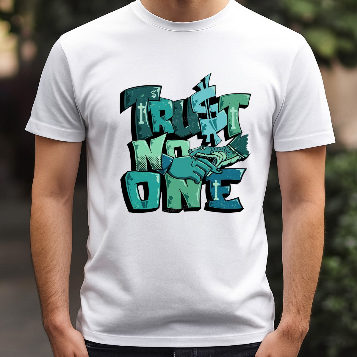 DTF Transfer Trust No One Snake Bite Hand Lettering Graphic for T Shirts Hoodies and Streetwear - 3
