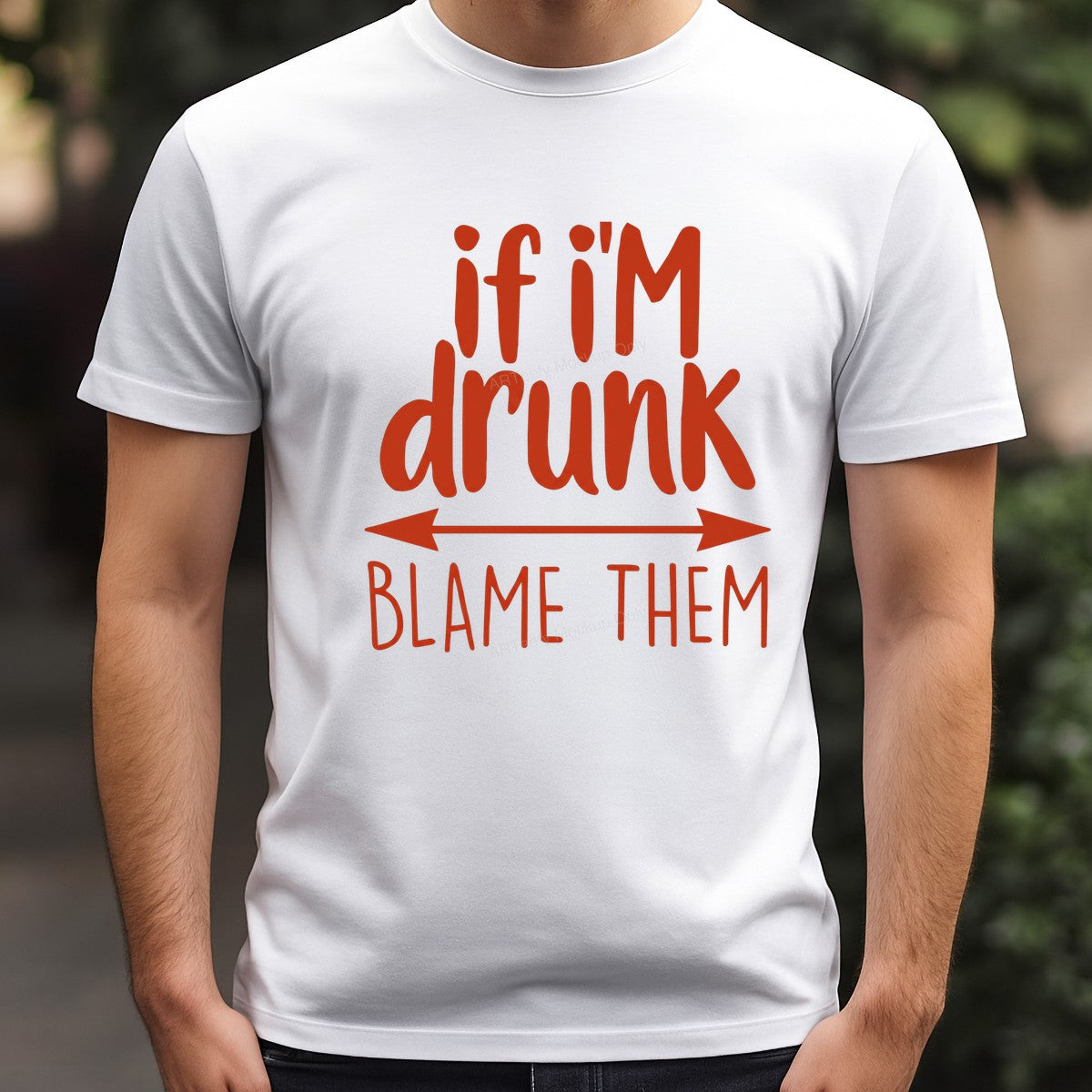 Funny Graphic Transfer “If I’m Drunk Blame Them” Red Lettering with Arrow Design for T Shirts Hoodies and Party Shirts - 3