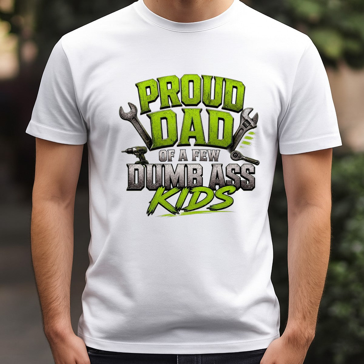 Funny Graphic Transfer Proud Dad Mechanic Quote Grunge Green Wrench Design for T Shirts Hoodies and Gifts - 3