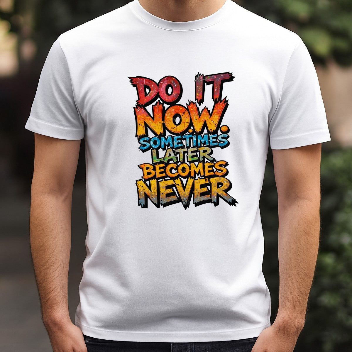 DTF Heat Transfer Do It Now Sometimes Later Becomes Never Graffiti Text Graphic for T Shirts Hoodies and Tote Bags - 3