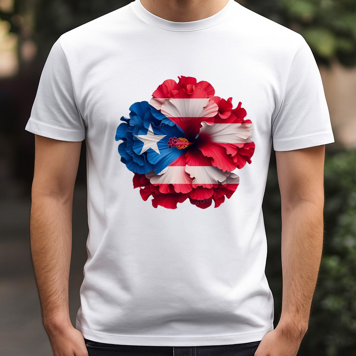 DTF Heat Transfer Puerto Rico Flag Hibiscus Flower Graphic for T Shirts Hoodies and Tote Bags - 3