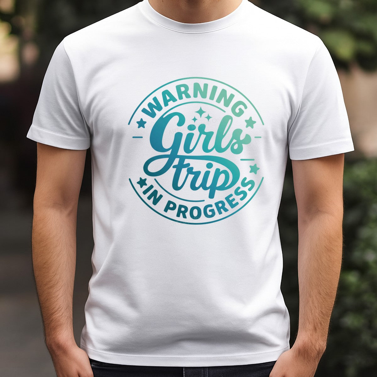 DTF Transfer Warning Girls Trip In Progress Script Badge Graphic for T Shirts Hoodies and Tote Bags - 3