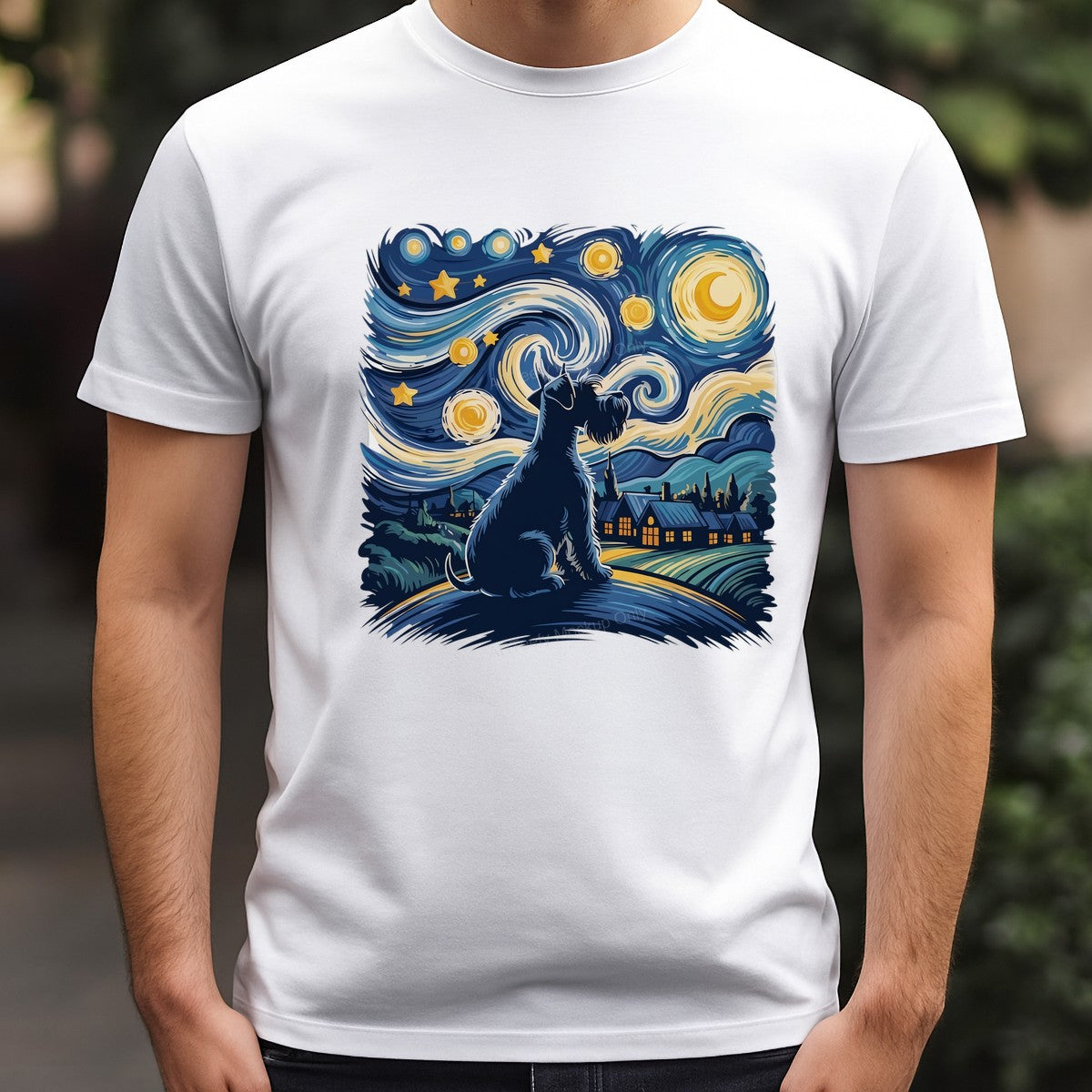DTF Heat Transfer Starry Night Dog Silhouette Art Graphic for T Shirts Hoodies and Tote Bags - 3