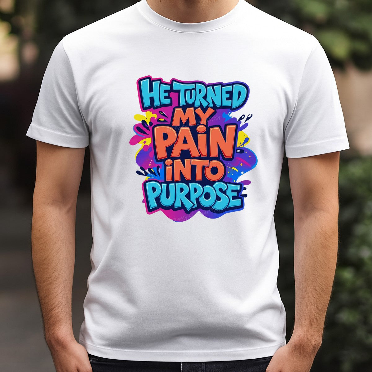 Christian Heat Transfer He Turned My Pain Into Purpose Colorful Lettering Graphic for T Shirts Hoodies and Tote Bags - 3