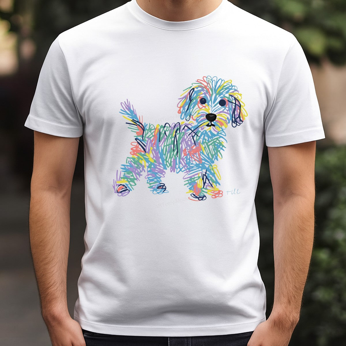 DTF Transfer Colorful Scribble Puppy Dog Illustration Graphic for T Shirts Hoodies and Tote Bags - 3