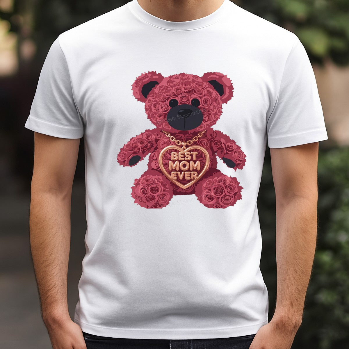 DTF Transfer Best Mom Ever Rose Teddy Bear Graphic for Mother’s Day T Shirts and Gifts - 3