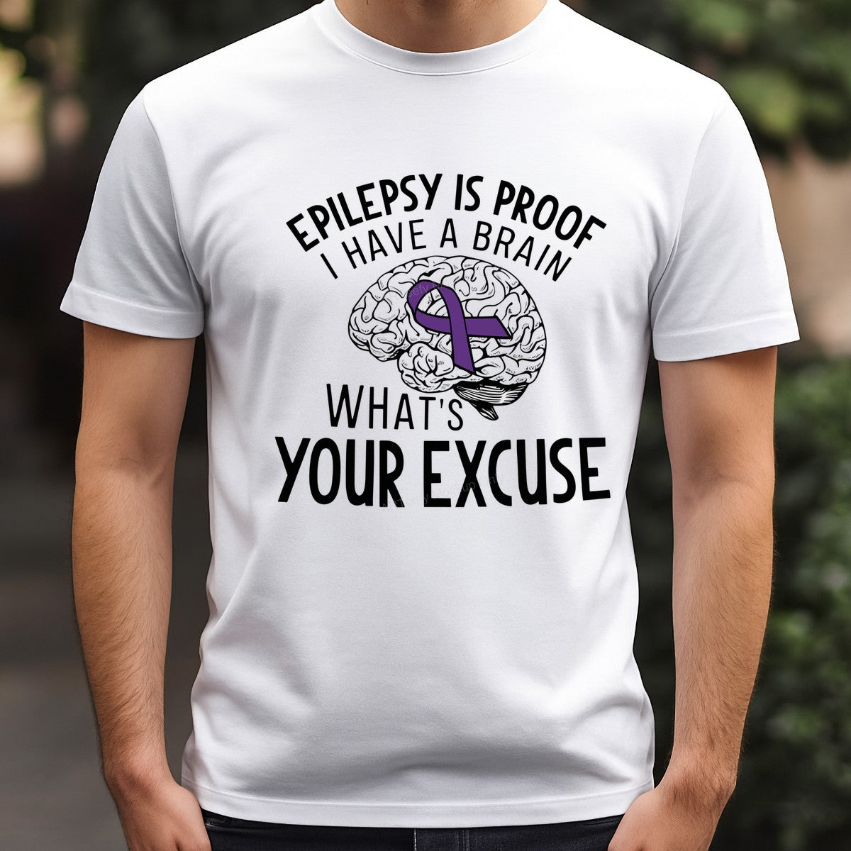 DTF Transfer Epilepsy Is Proof I Have A Brain Quote with Purple Ribbon Brain Graphic for T Shirts Hoodies and Awareness Apparel - 3