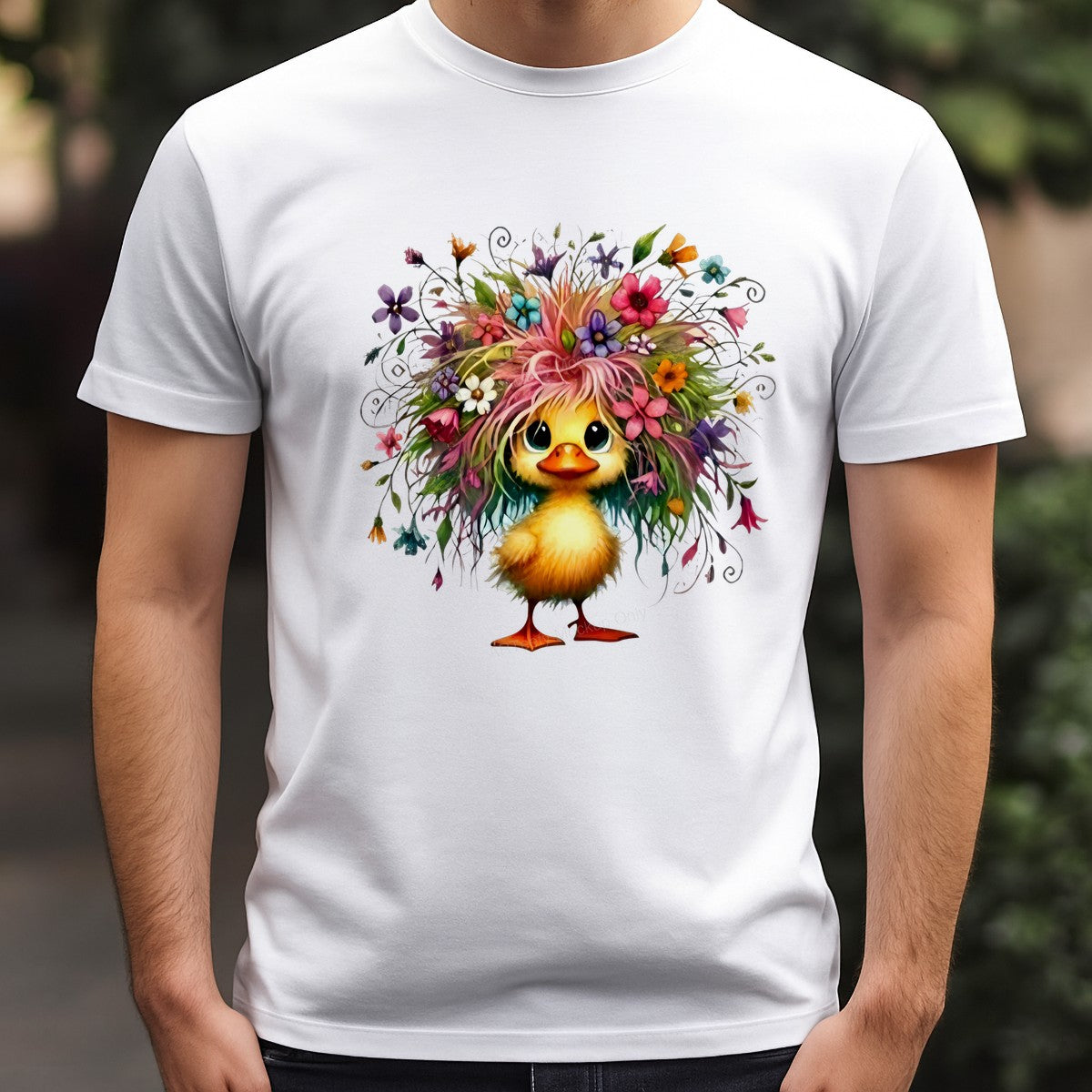 DTF Transfer Cute Duck with Colorful Flower Afro Art Graphic for T Shirts Hoodies and Tote Bags - 3