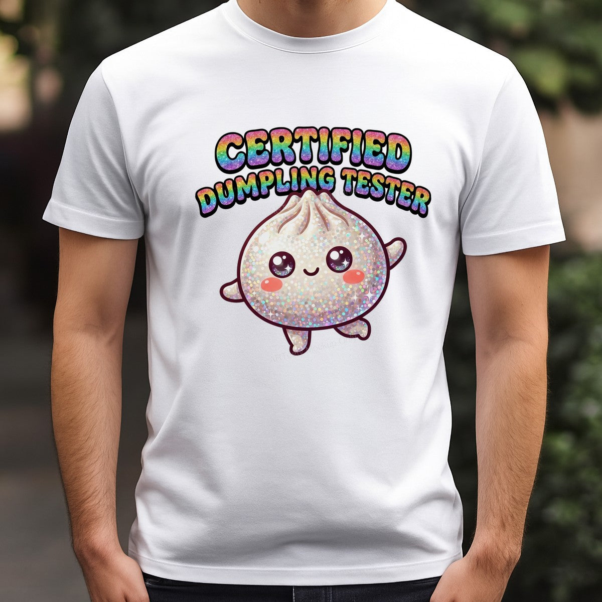 Funny Graphic Transfer Certified Dumpling Tester Glitter Kawaii Dumpling Design for T Shirts Hoodies and Aprons - 3
