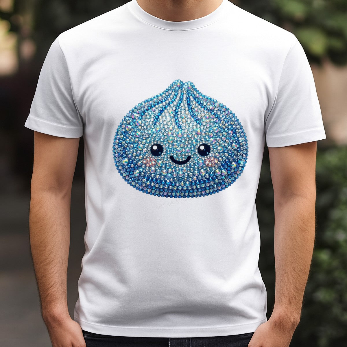 DTF Transfer Cute Sparkly Dumpling Face Rhinestone Graphic for T Shirts Hoodies and Tote Bags - 3