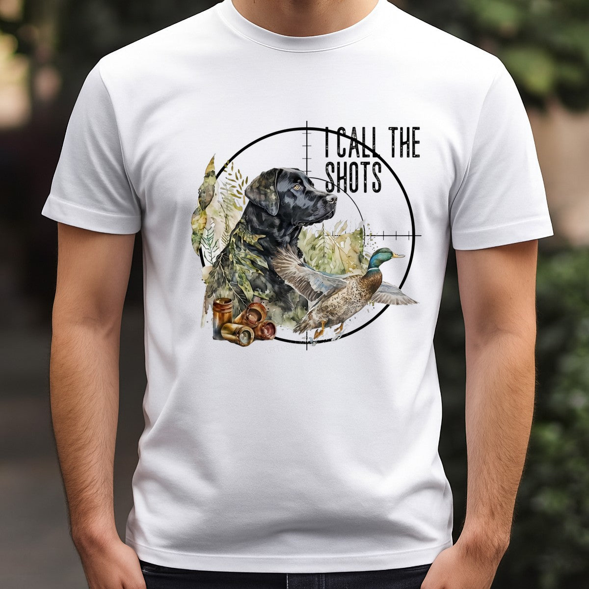 DTF Transfer I Call The Shots Hunting Dog and Duck Camo Graphic for T Shirts Hoodies and Hunting Apparel - 3