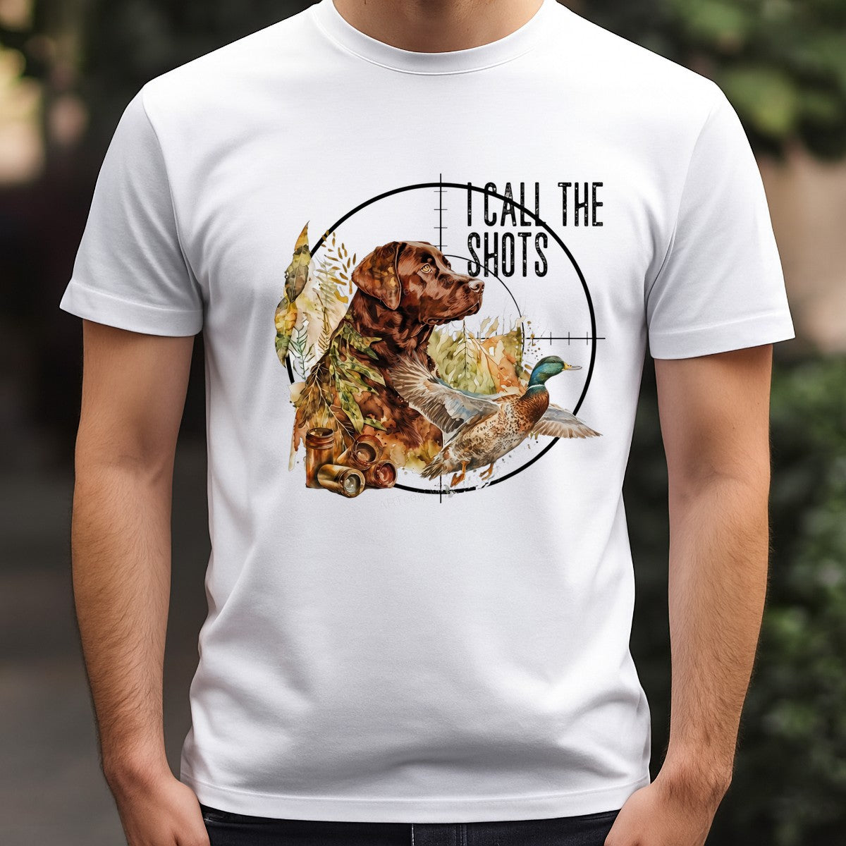 DTF Heat Transfer I Call The Shots Hunting Dog and Duck Watercolor Graphic for T Shirts Hoodies and Hunting Apparel - 3