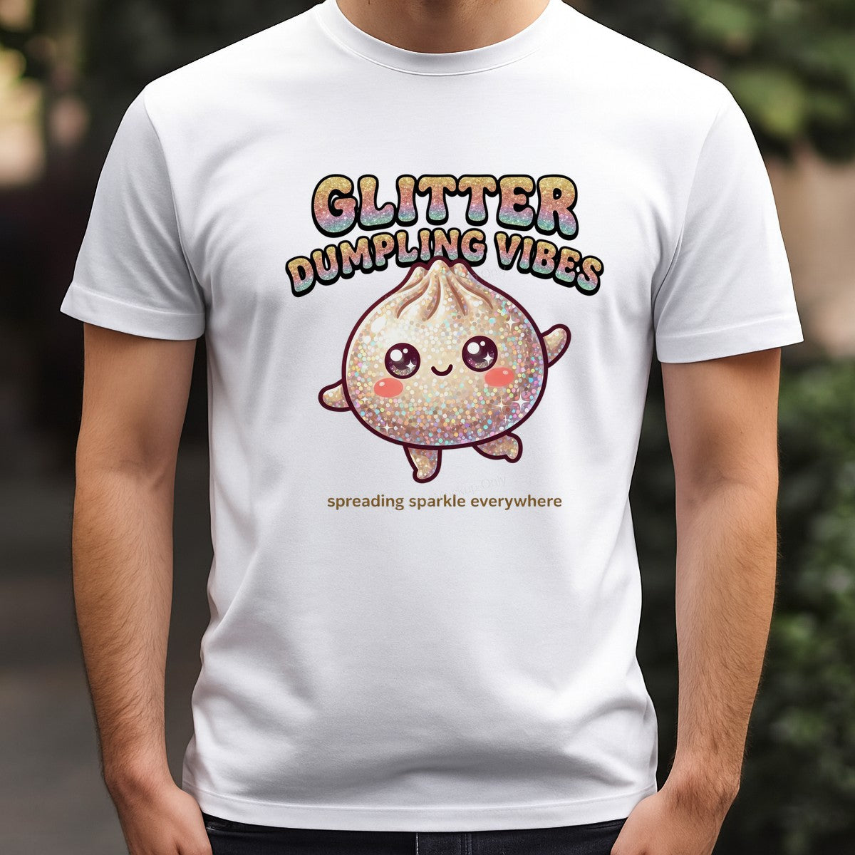 Funny Graphic Transfer Glitter Dumpling Vibes Kawaii Sparkle Quote Design for T Shirts Hoodies and Tote Bags - 3