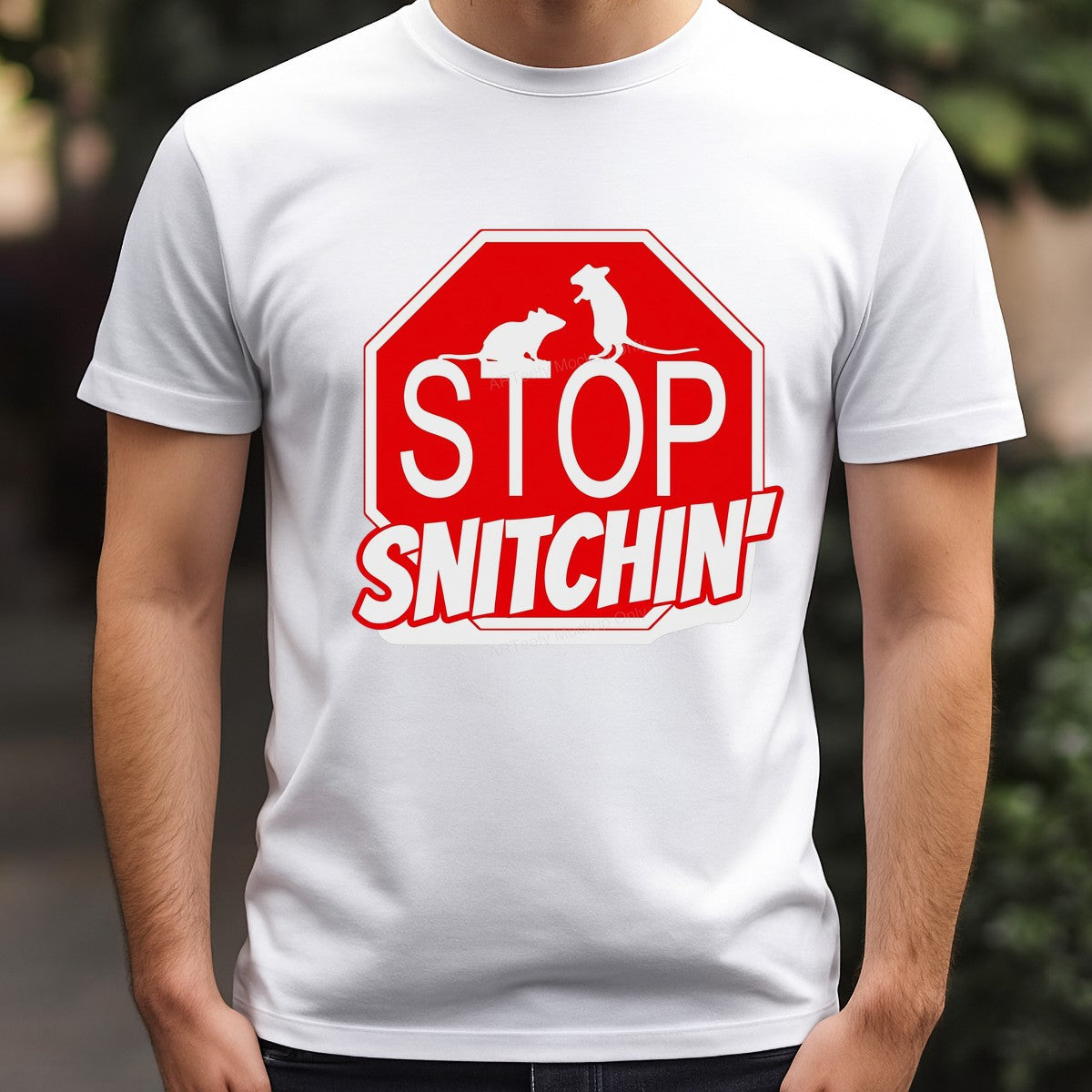 Funny Graphic Transfer Stop Snitchin Quote with Rats Stop Sign Design for T Shirts Hoodies and Tote Bags - 3