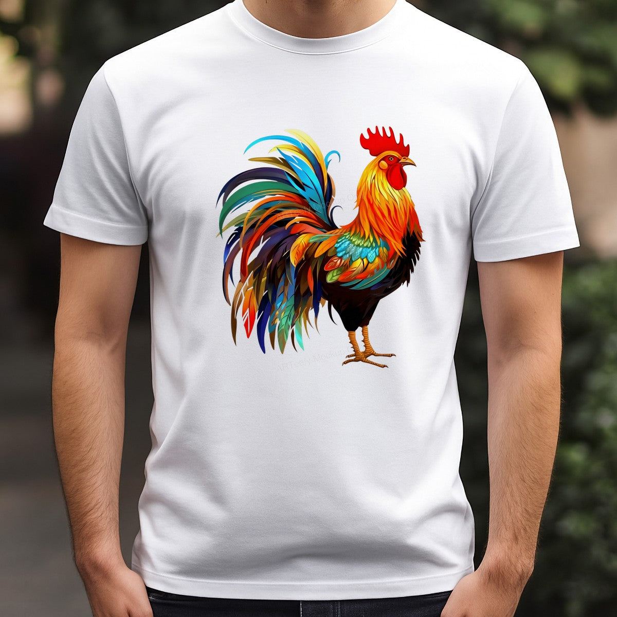 DTF Transfer Colorful Rooster Art Illustration Graphic for T Shirts Hoodies and Farmhouse Apparel - 3