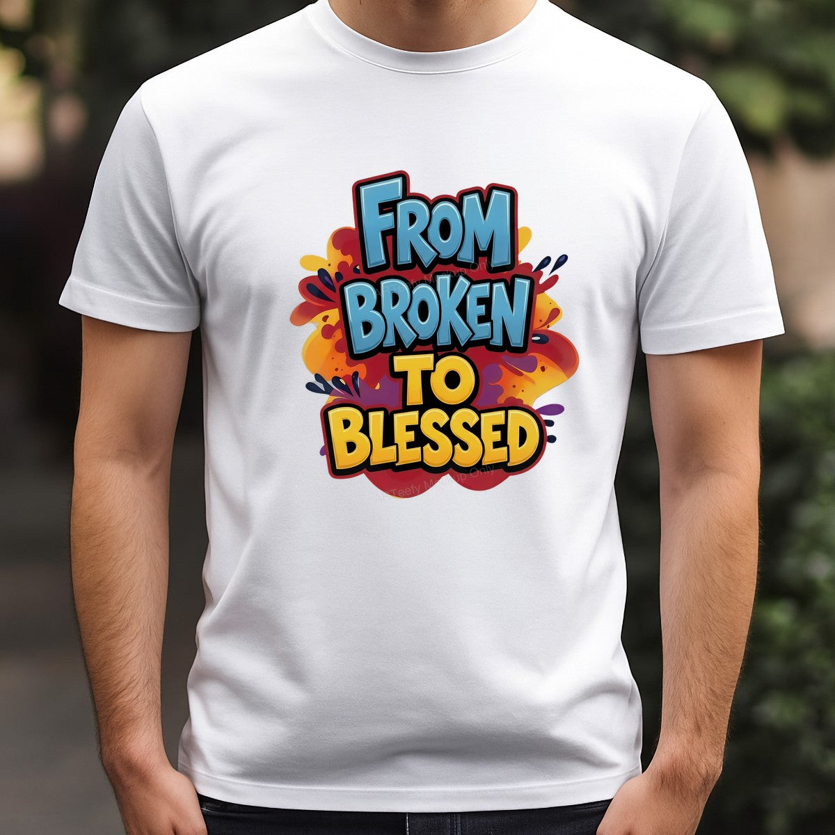 Christian Heat Transfer From Broken to Blessed Quote Colorful Bubble Letter Graphic for T Shirts Hoodies and Tote Bags - 3