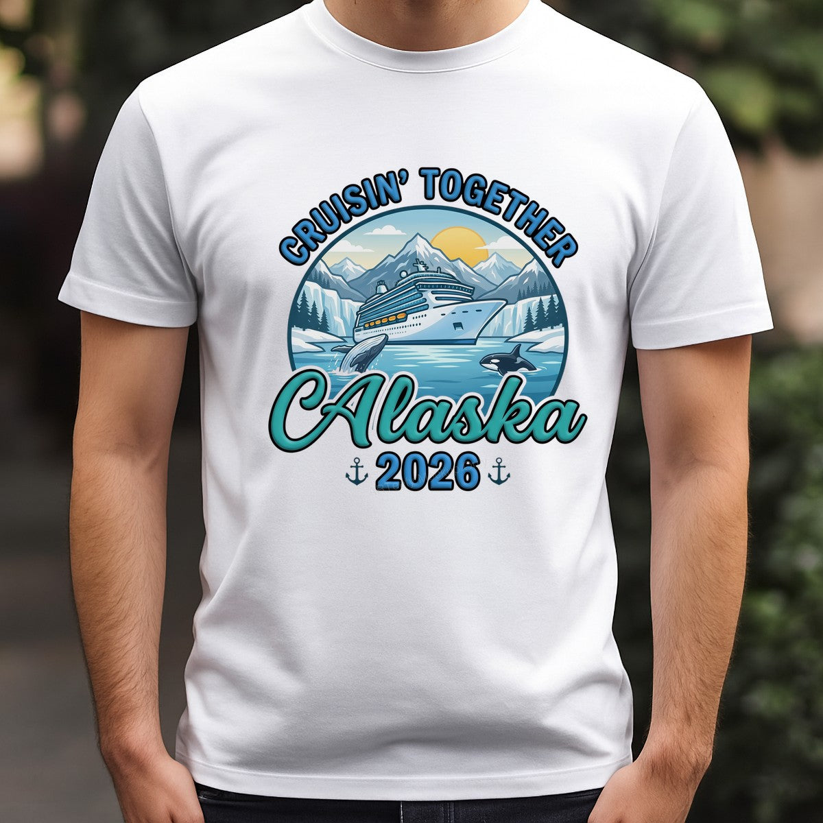 DTF Transfer Cruisin’ Together Alaska 2026 Cruise Ship and Whale Graphic for T Shirts Hoodies and Cruise Trip Apparel - 3