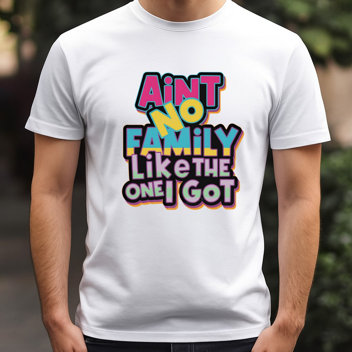 DTF Heat Transfer Ain’t No Family Like The One I Got Bold Color Block Lettering for T Shirts Hoodies and Family Gifts - 3