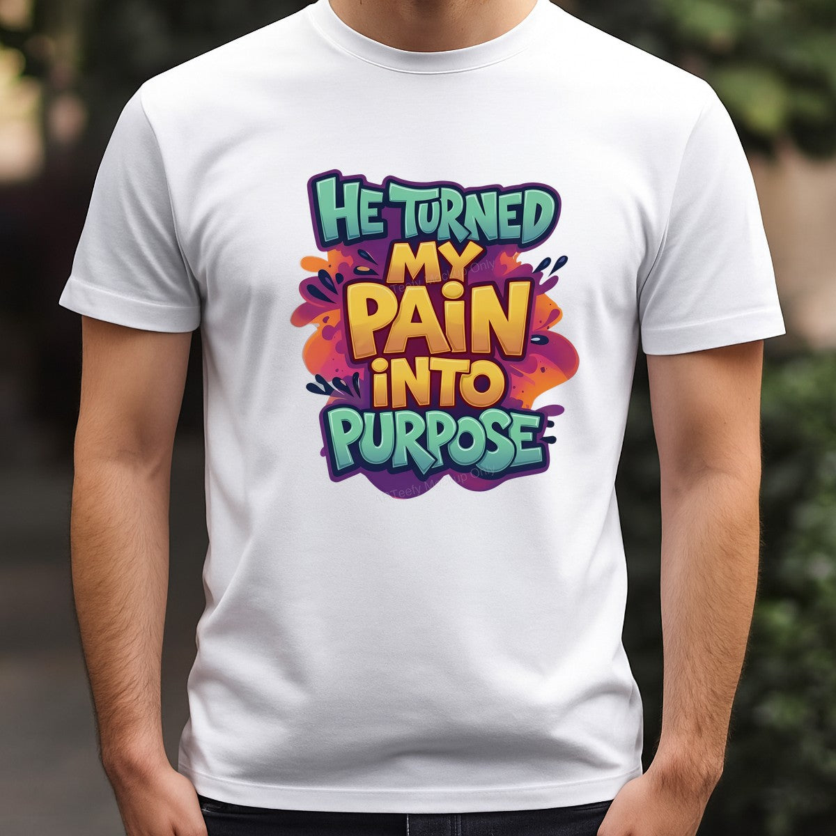 Christian Heat Transfer He Turned My Pain Into Purpose Bold Colorful Lettering for T Shirts Hoodies and Gifts - 3