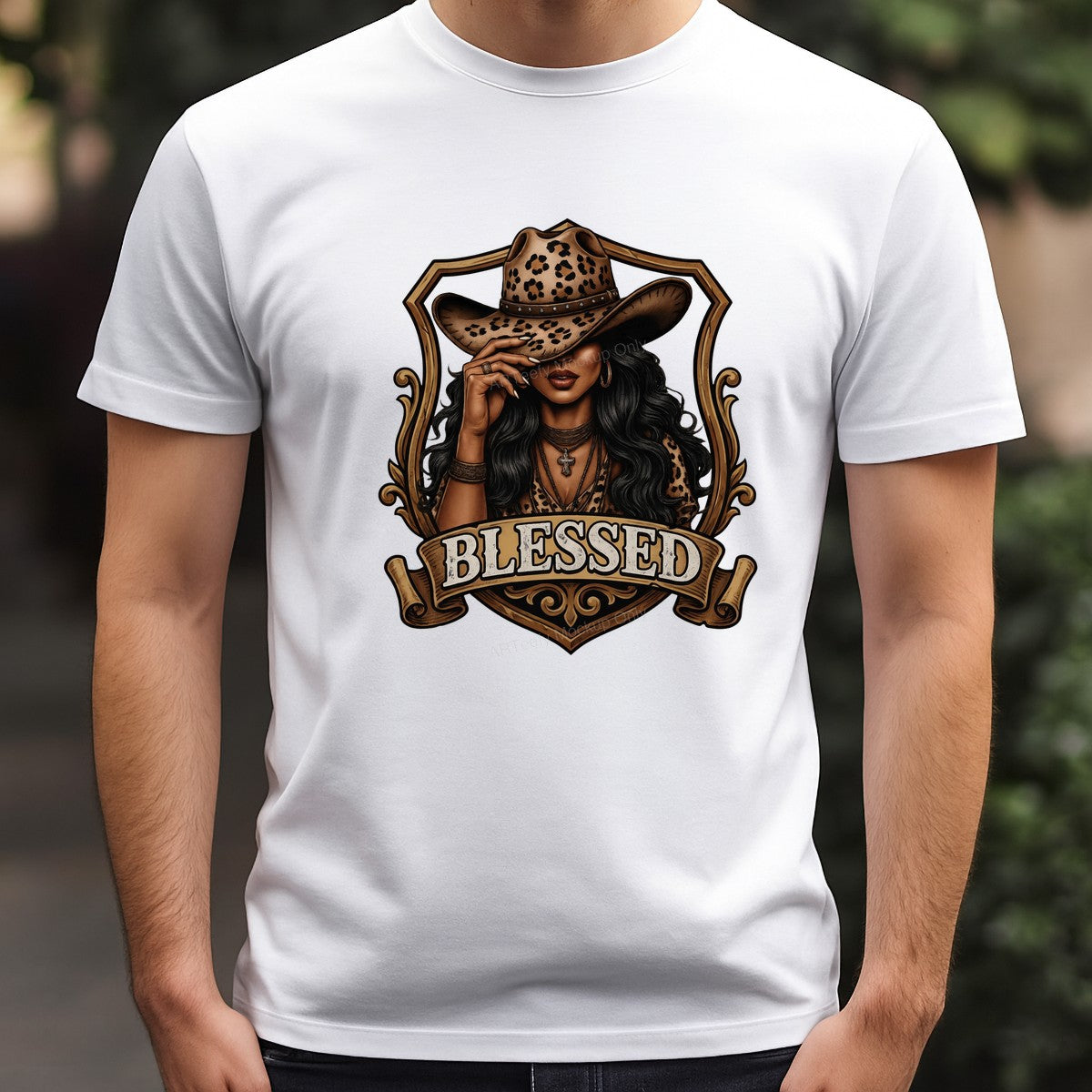 Christian Heat Transfer Blessed Cowgirl Leopard Hat Western Graphic for T Shirts Hoodies and Tote Bags - 3