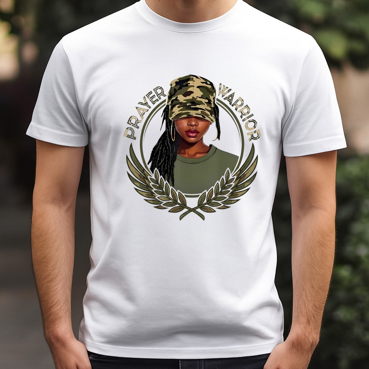 Christian Heat Transfer Prayer Warrior Camouflage Woman Graphic for T Shirts Hoodies and Tote Bags - 3