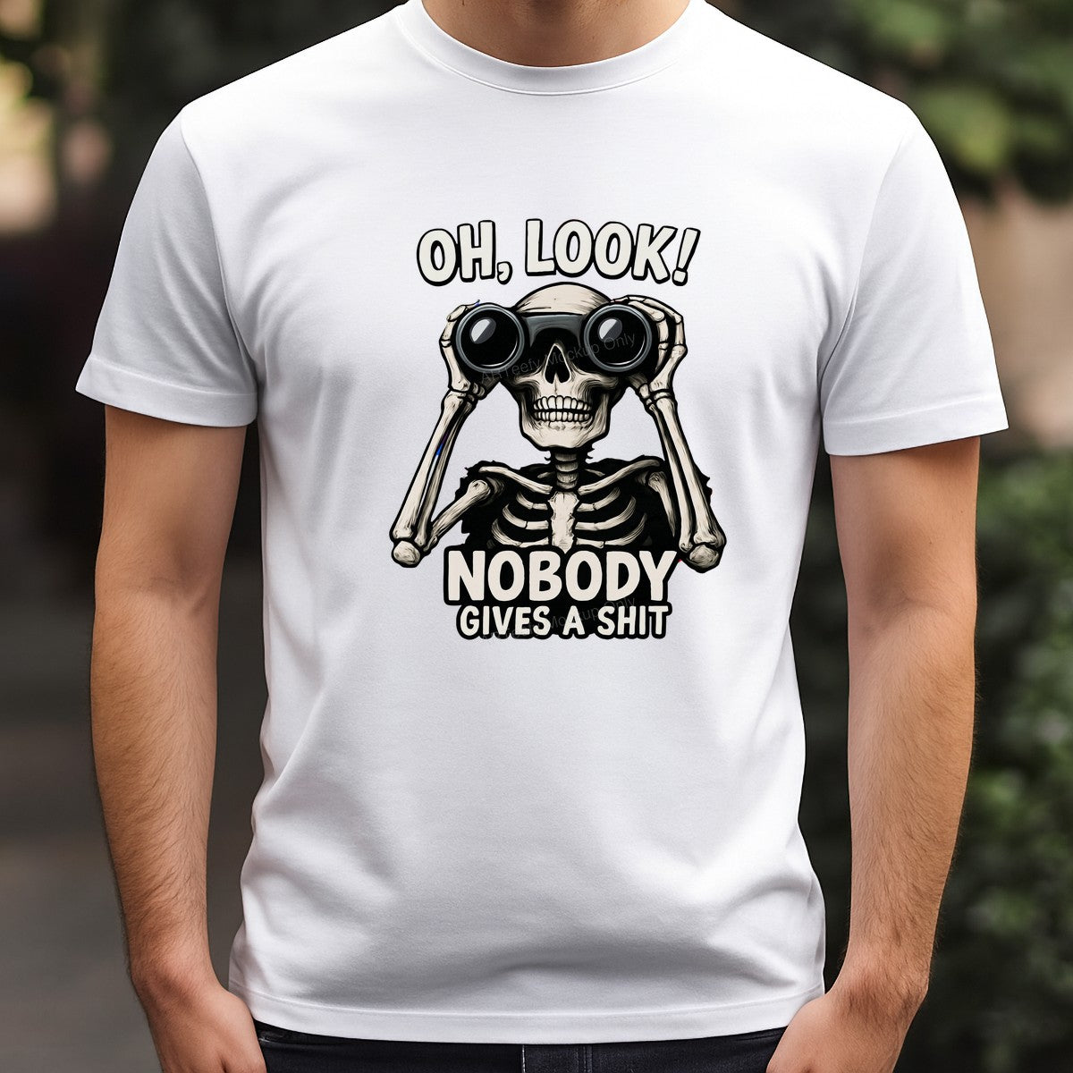 Funny Graphic Transfer Skeleton Holding Binoculars Snarky Quote Design for T Shirts Hoodies and Casual Wear - 3