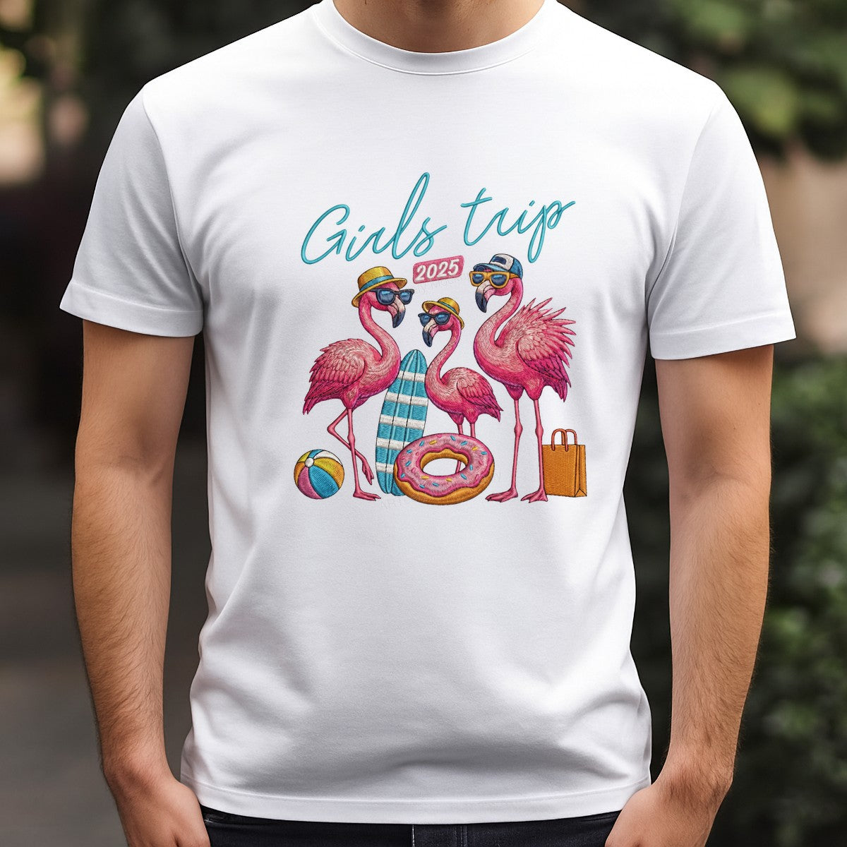 DTF Heat Transfer Girls Trip 2025 Flamingo Beach Vacation Graphic for T Shirts Hoodies and Tote Bags - 3