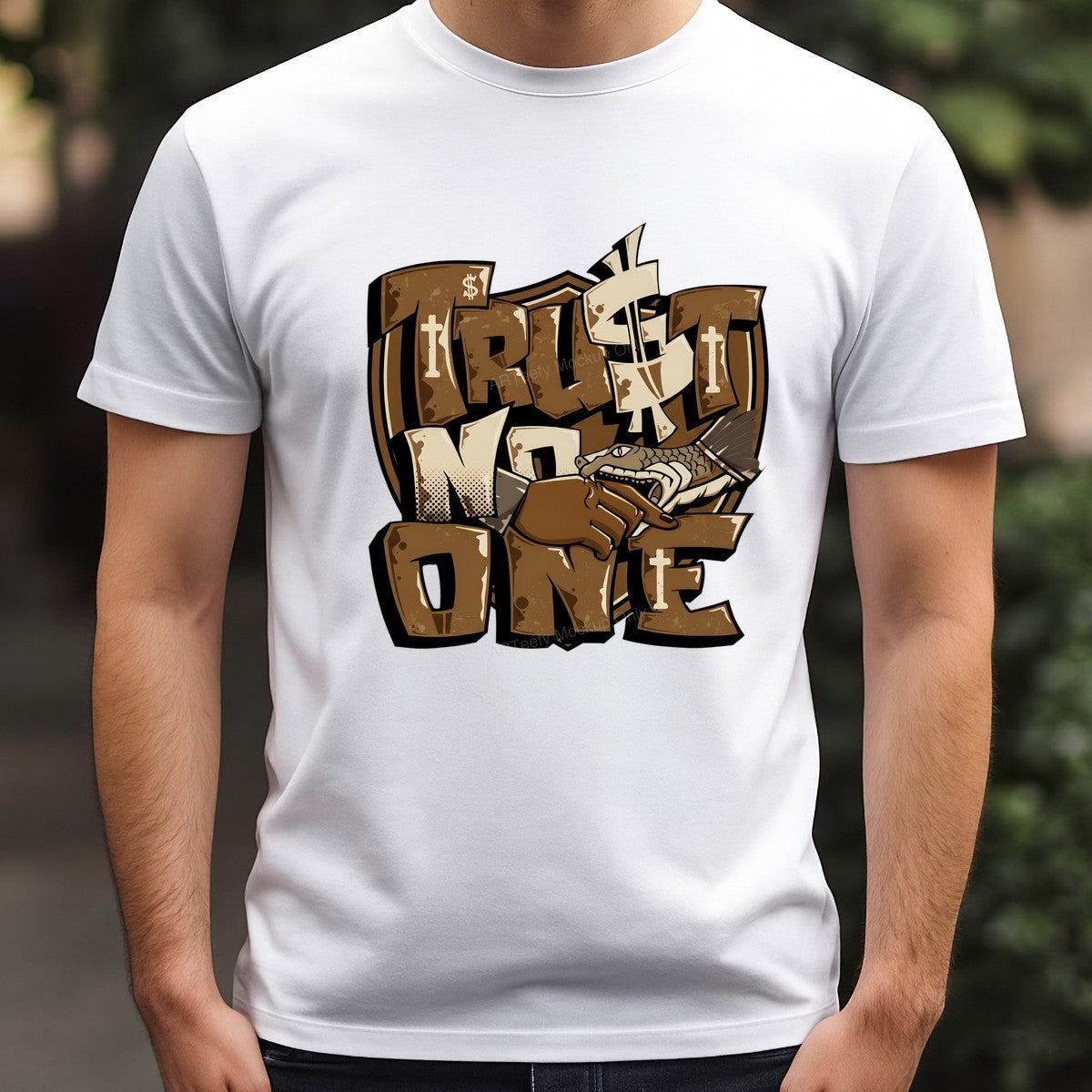 DTF Heat Transfer Trust No One Snake Bite Hand Graphic for T Shirts Hoodies and Streetwear Apparel - 3