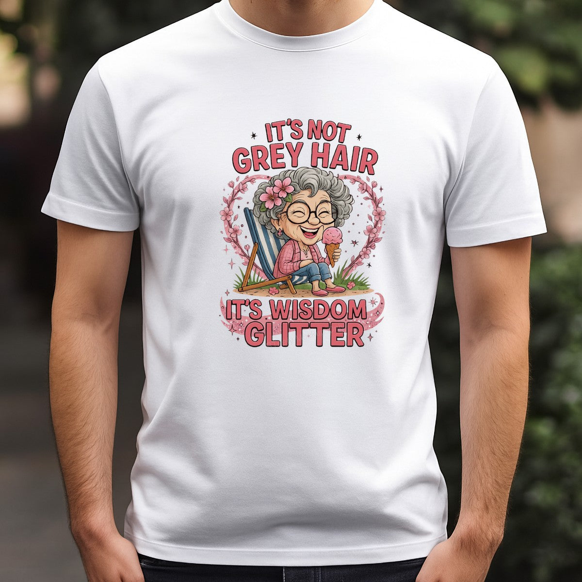 DTF Transfer It’s Not Grey Hair It’s Wisdom Glitter Grandma Graphic for T Shirts Hoodies and Gifts - 3
