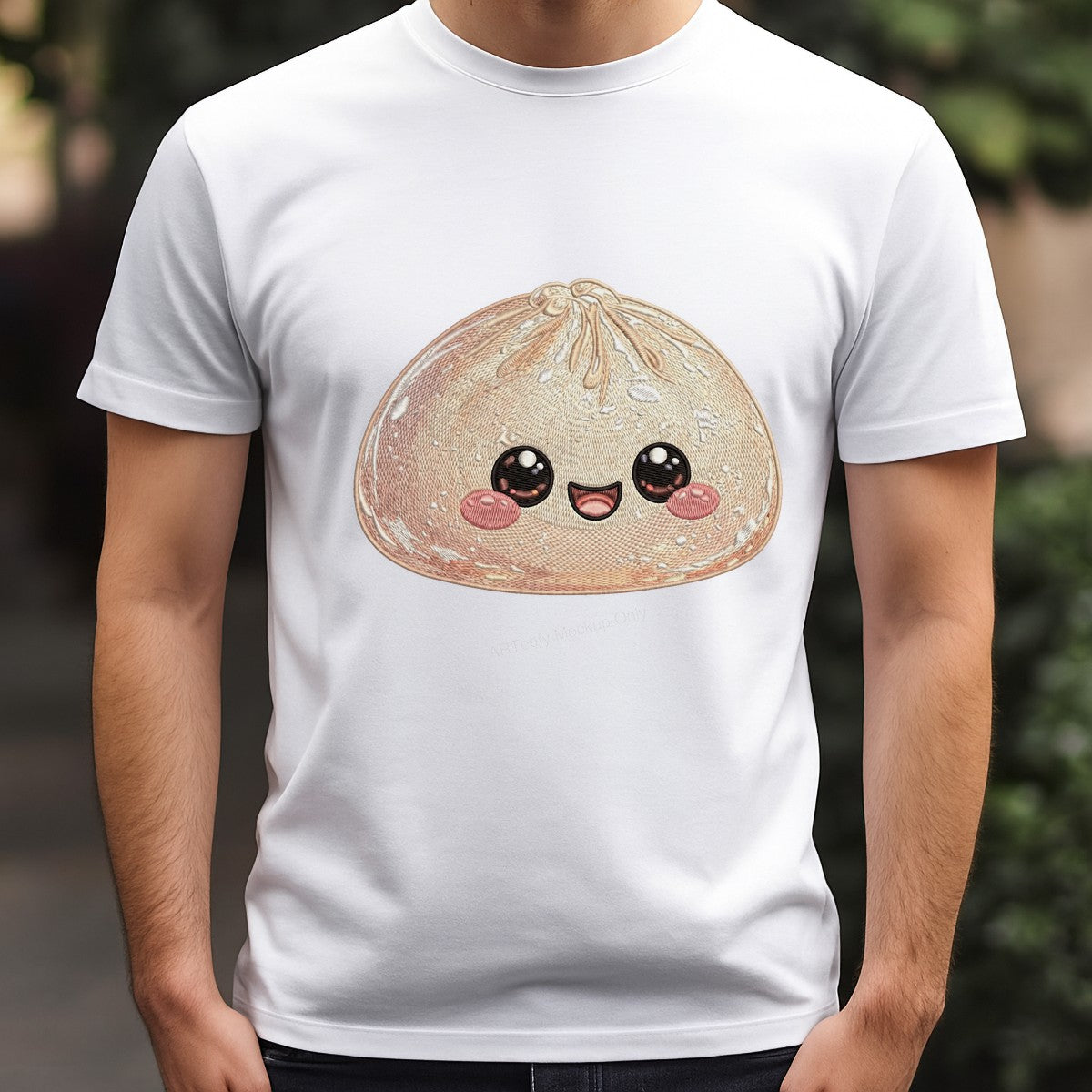 DTF Heat Transfer Cute Kawaii Dumpling Face Embroidery Style Graphic for T Shirts Hoodies and Tote Bags - 3