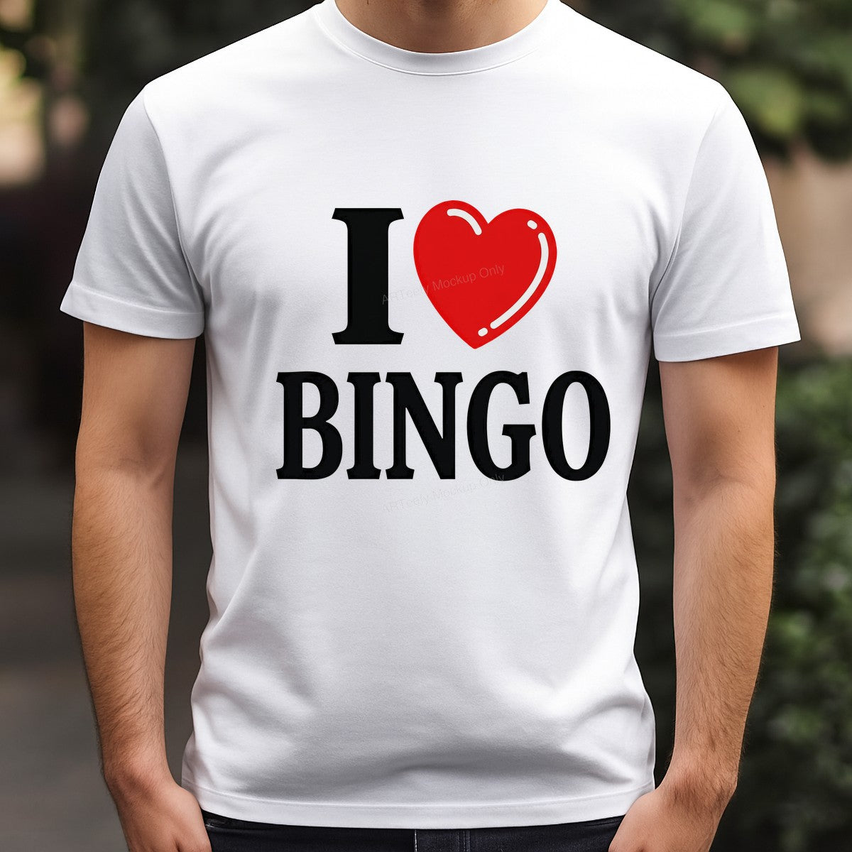 DTF Heat Transfer I Love Bingo Red Heart Bold Lettering Graphic for T Shirts Hoodies and Tote Bags - 3